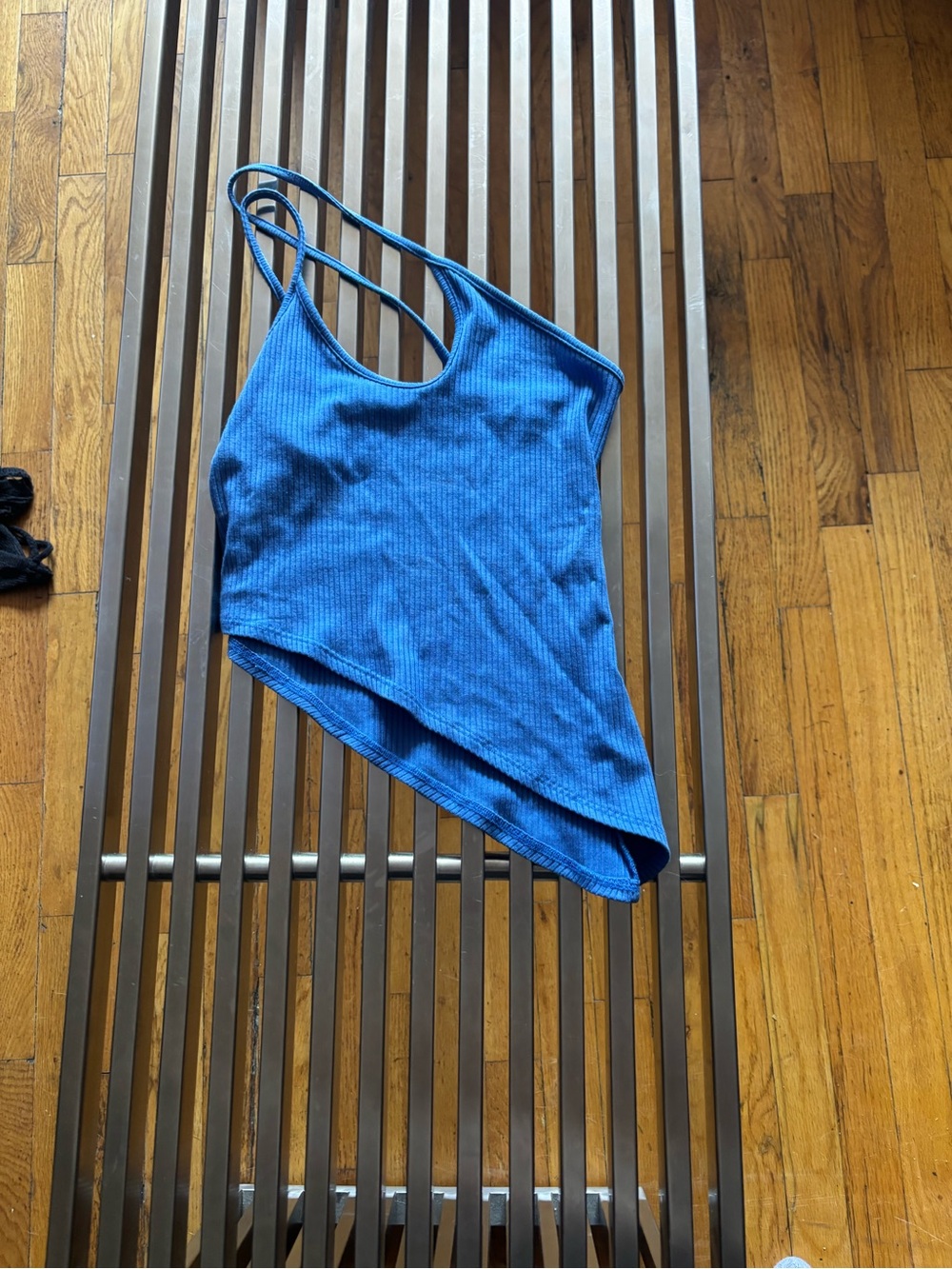 Reformation Blue Ribbed Asymmetric Camisole